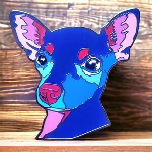 Chihuahua Dog Enamel Pin, Blue and Pink Pin, Birthday Gift for Women Dog Lovers